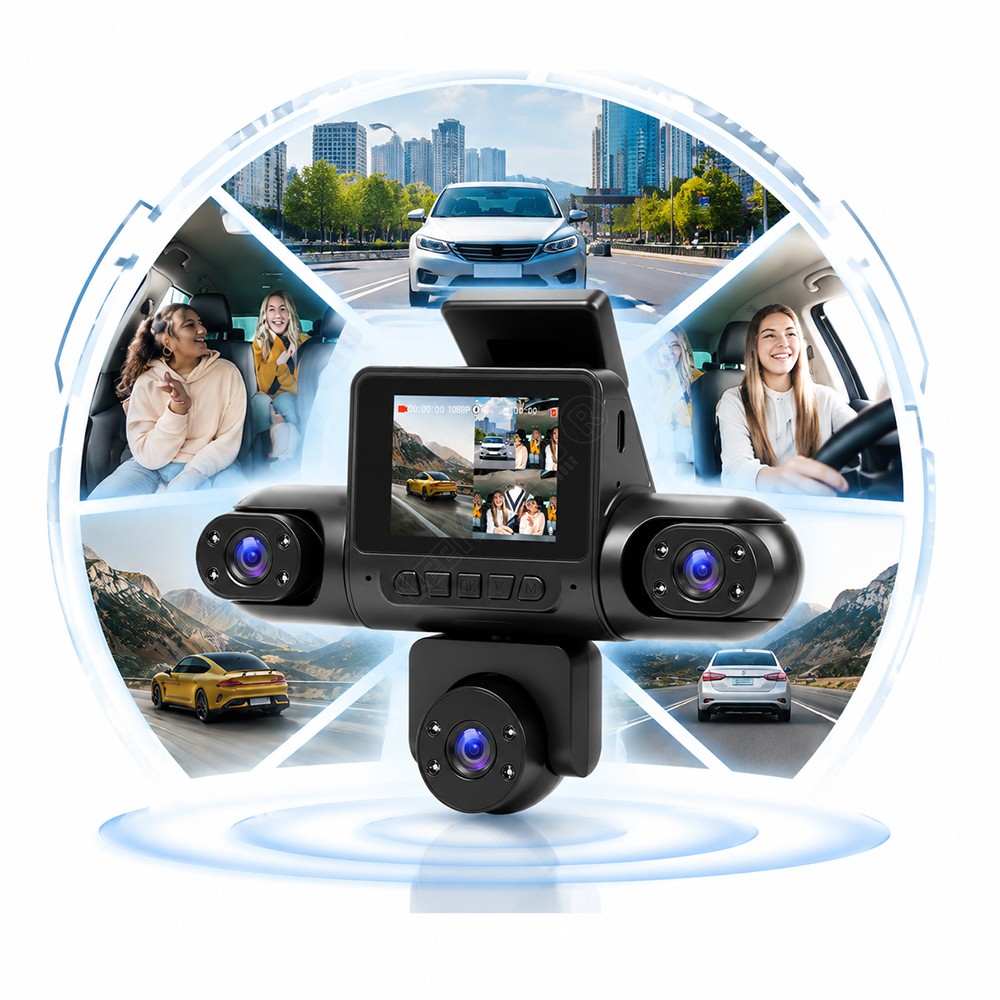 360° 4-Channel Dashcam 1080P HD Car Dash Camera Front Rear Left Right Inside US