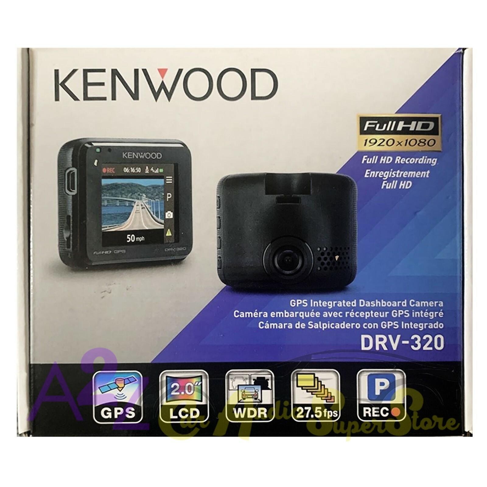 KENWOOD GPS INTEGRATED DASHBOARD CAMERA DRV-320 FULL HD RECORDING 2.0″ LCD WDR