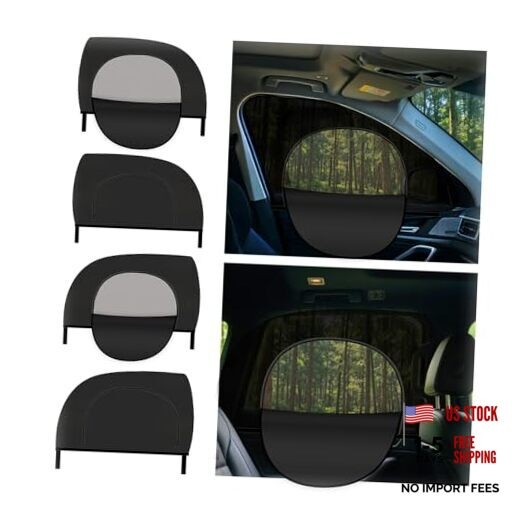4PCS 2026 Zipper Car Window Shades for Side Window—Breathable Mesh