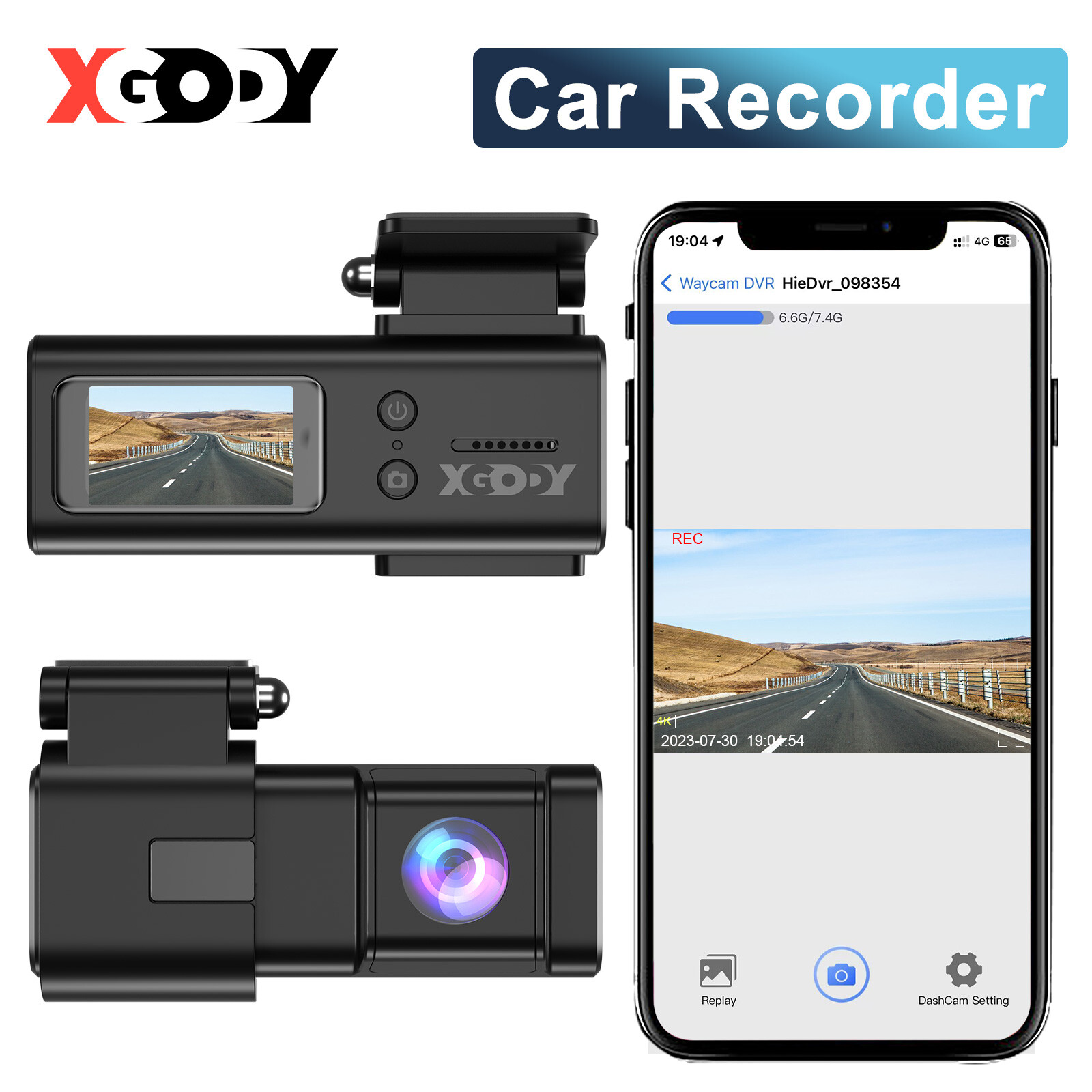 XGODY 1.5″ 4K Dash Cam for Cars Ultra HD 2160P Dash Camera Built-In WiFi & APP
