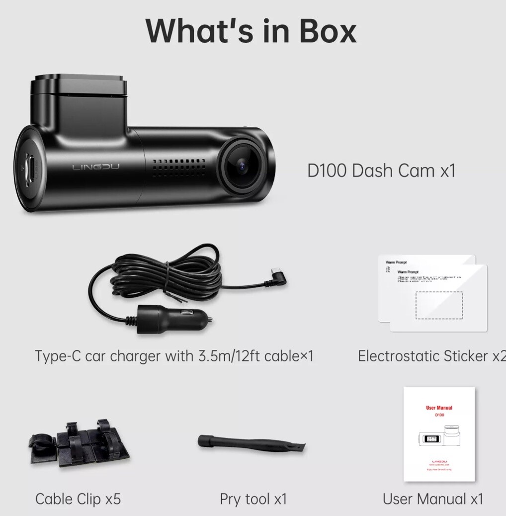 LINGDU 2K Dash Cam GPS WIFI 0.96″LCD Front Camera WDR Small Recorder