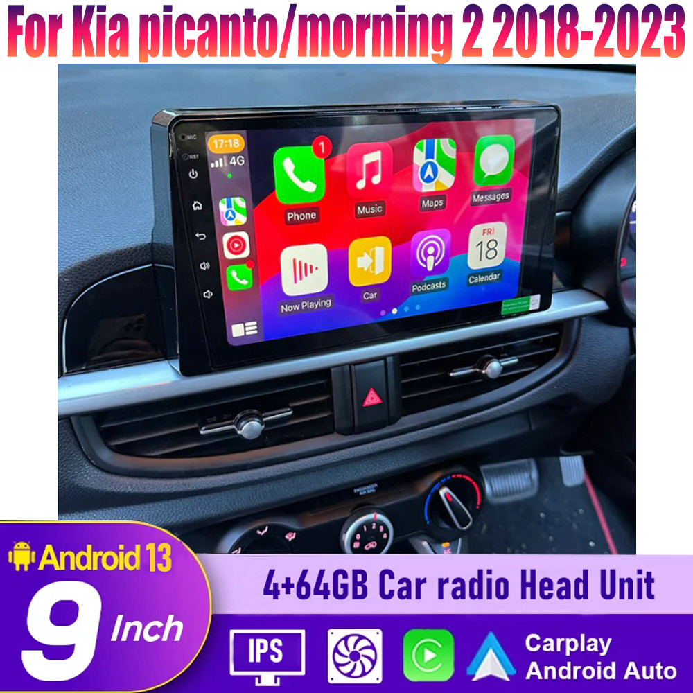 9″ Wireless CarPlay & Android Auto Head Unit For Kia picanto/morning 2 2018-2023