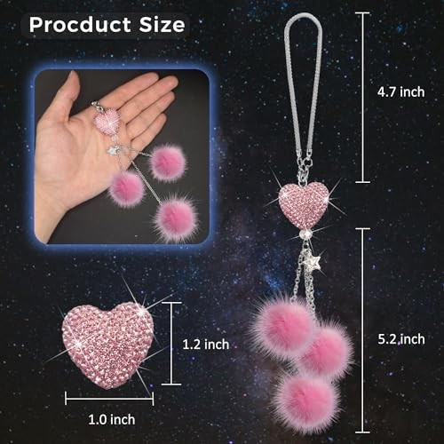 Pink Bling Car Accessories Interior for Women – Girly Crystal Car Pink-ball