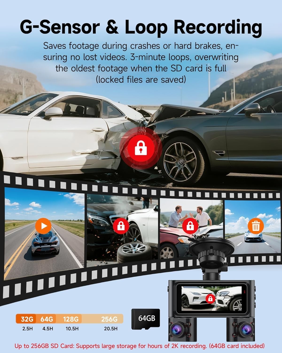 360° Dash Cam Front and Rear Inside, 4 Channel Dash Camera for Cars FHD 1080P…