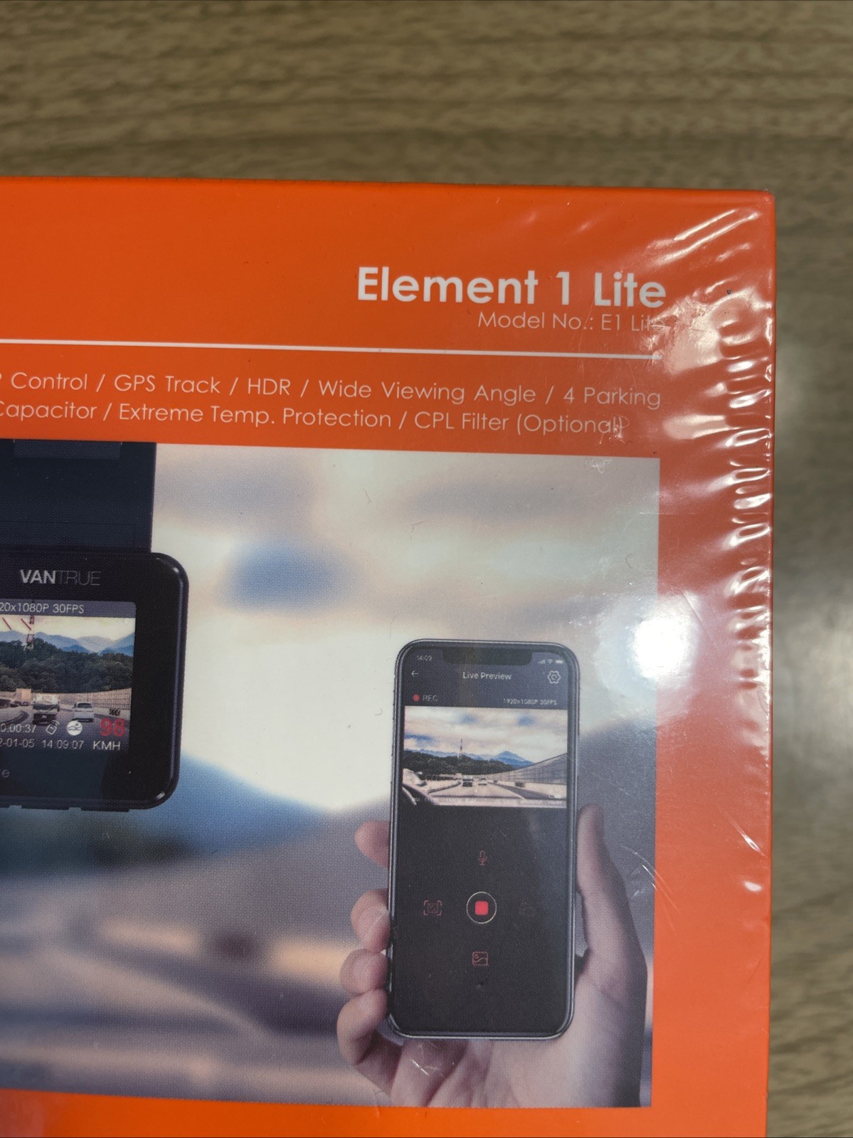Vantrue Element 1 Lite Black Wireless 1080P Voice/Wifi Control Dashboard Camera