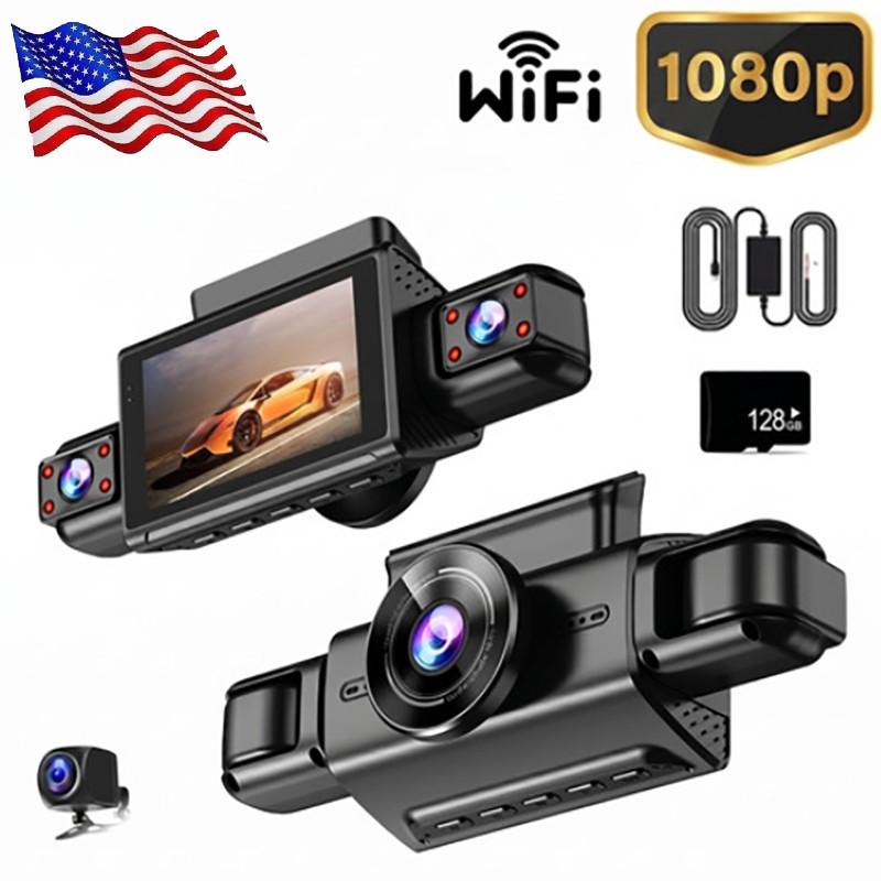 US Mejor Camara De Seguridad 1080P Para Carros De 360° Cámara De 4 Canales+128GB