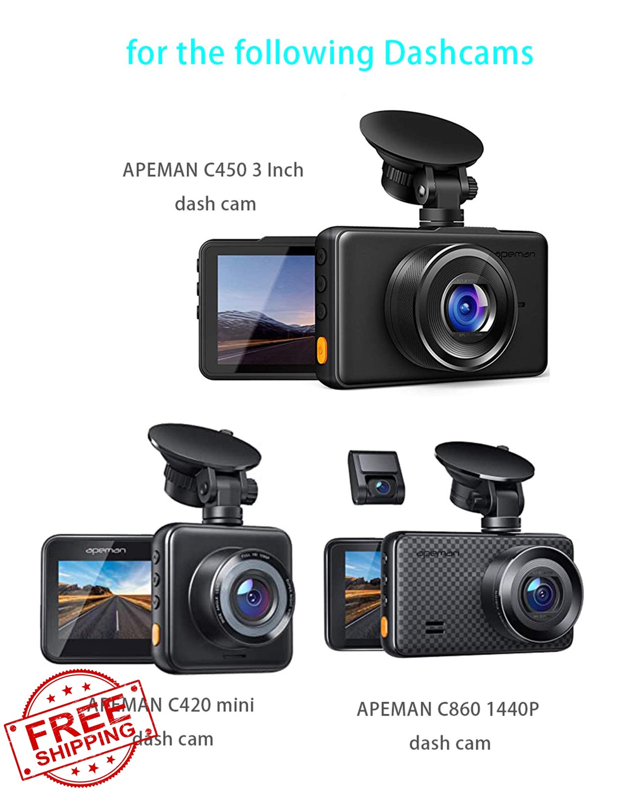 Glucrean Dash Cam Mount 2 Pcs
