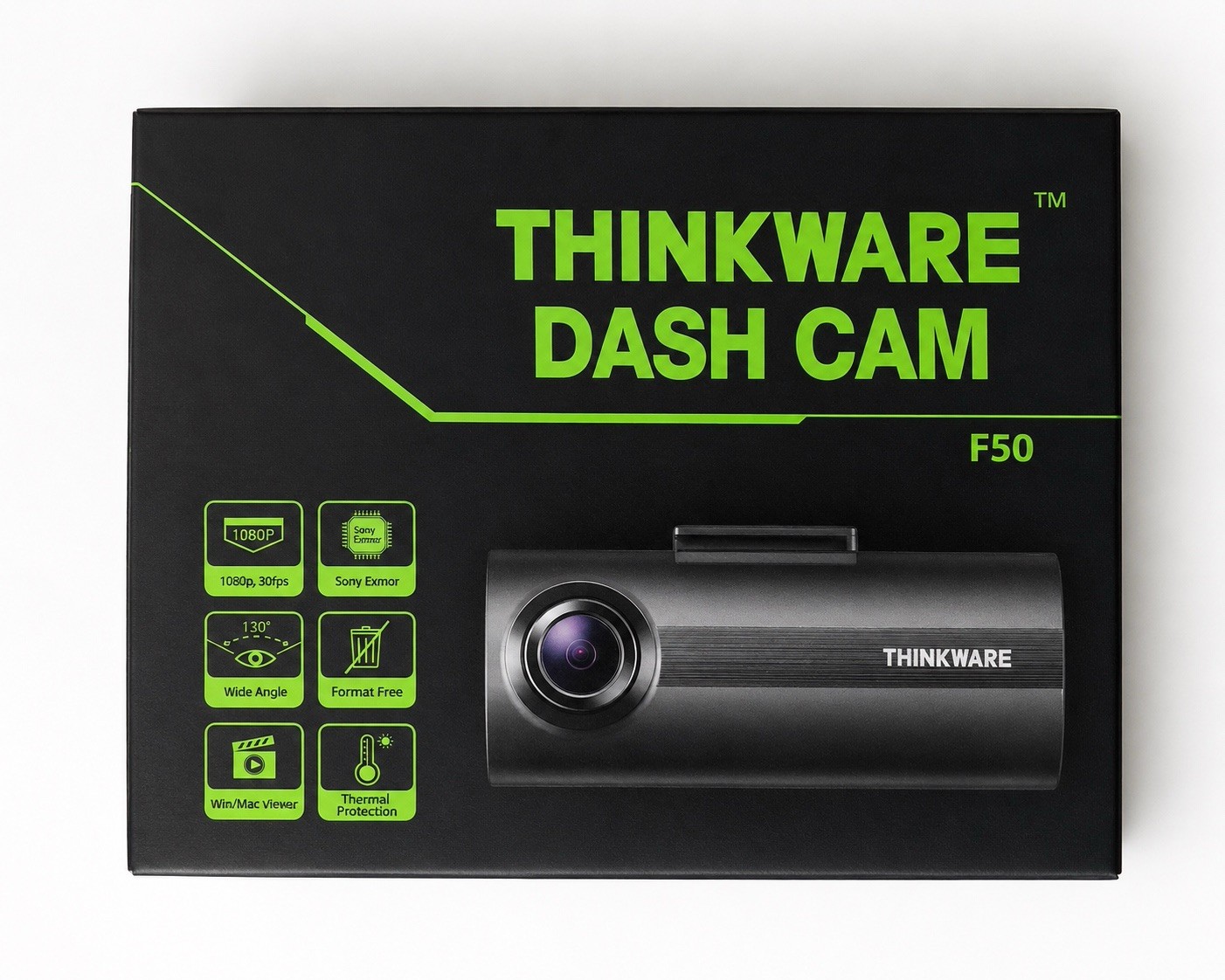Thinkware F50 1080P Full HD Dash Cam Sony Exmor 130° Wide Angle w/ Power Ca
