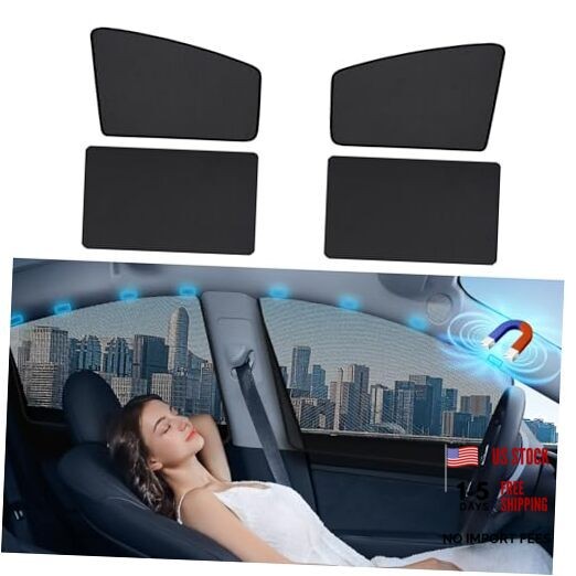 Magnetic Car Window Shades, Mesh Window Covers for Front+Rear Side 4Pcs black