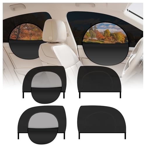 4PCS Upgraded Car Window Shades with Zipper—Mesh Breathable Covers