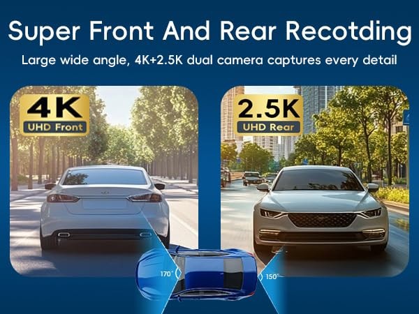 Mirror Dual Dash Camera,4K and 2.5K Dash Cam with Voice Control Rear View Mir…