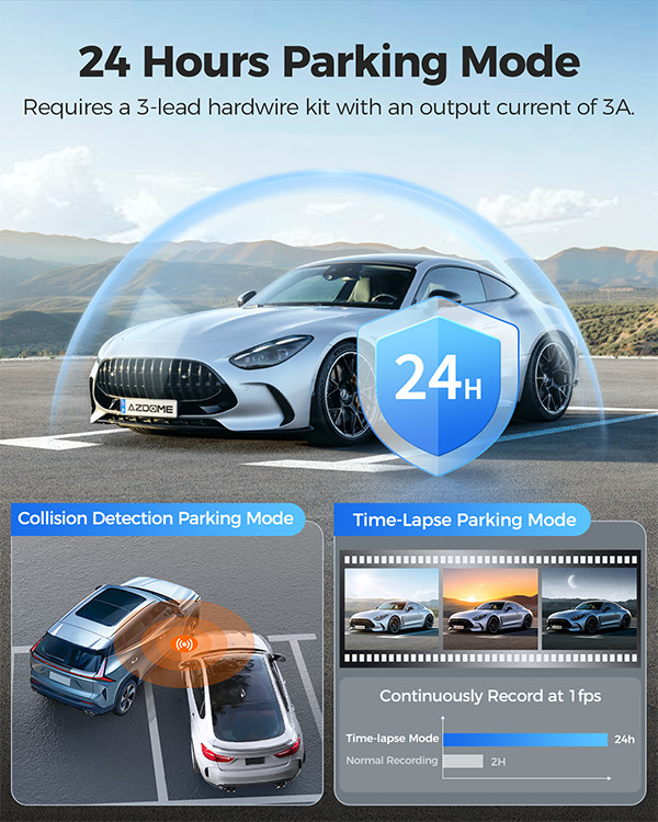 AZDOME 12″ Rear view Mirror Dashcam GPS WIFI6 4K+1080P Dual Touch Screen Car DVR