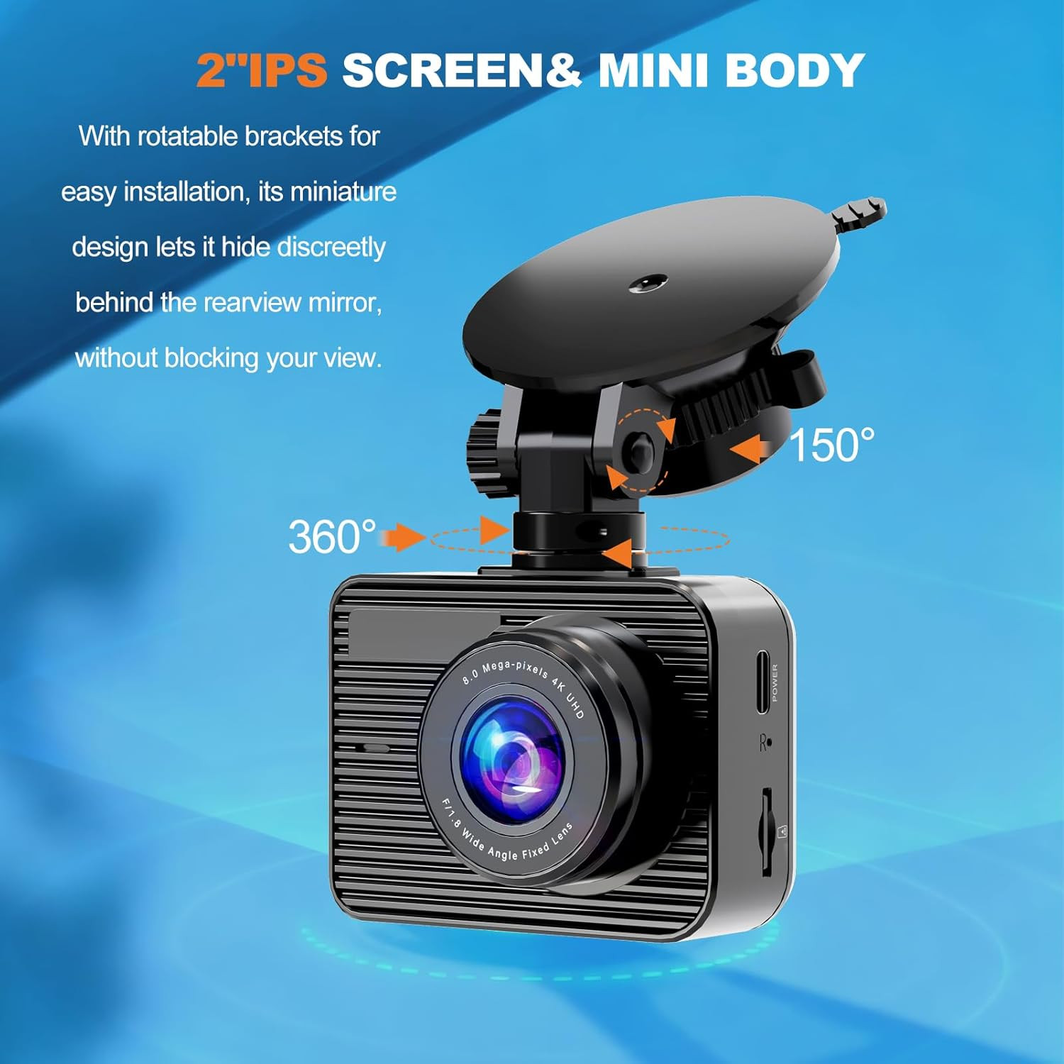 4K Dash Cam Front and Rear, STARVIS 2 Sensor with Night Vision, 2 Inch IPS Scree