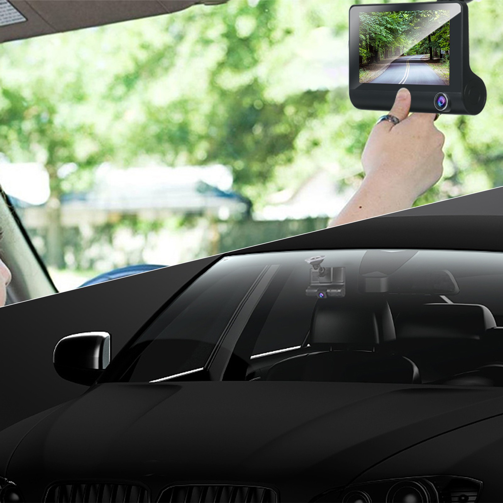 1080P Full Dash Cam With 4 Inch IPS Screen Front And Rear Dual Dash E3Z5