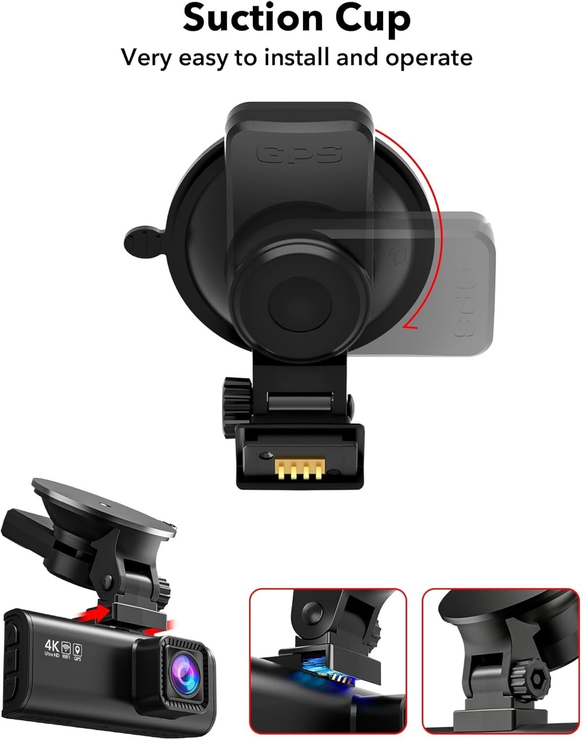 Easy Install F7N Series Dash Cam Mount – Suction Cup with GPS Functionality