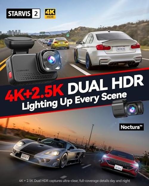 VC70 4K+2.5K Dash Cam, STARVIS 2 IMX678, Dual HDR, 30MB/s WiFi | Built-in