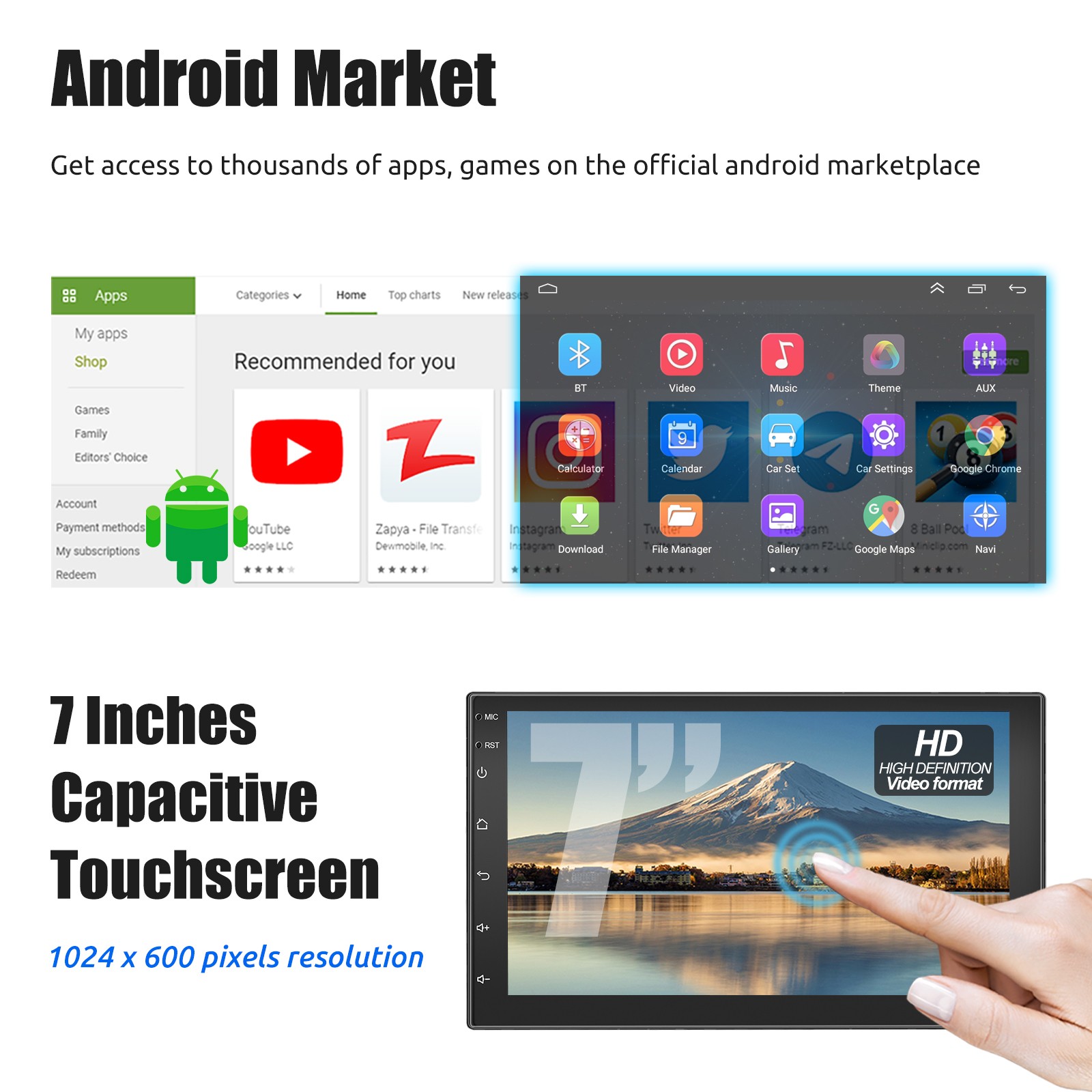 7″ Double 2 Din Android 14 Carplay Touch Screen Car Stereo Radio GPS WIFI BT 32G