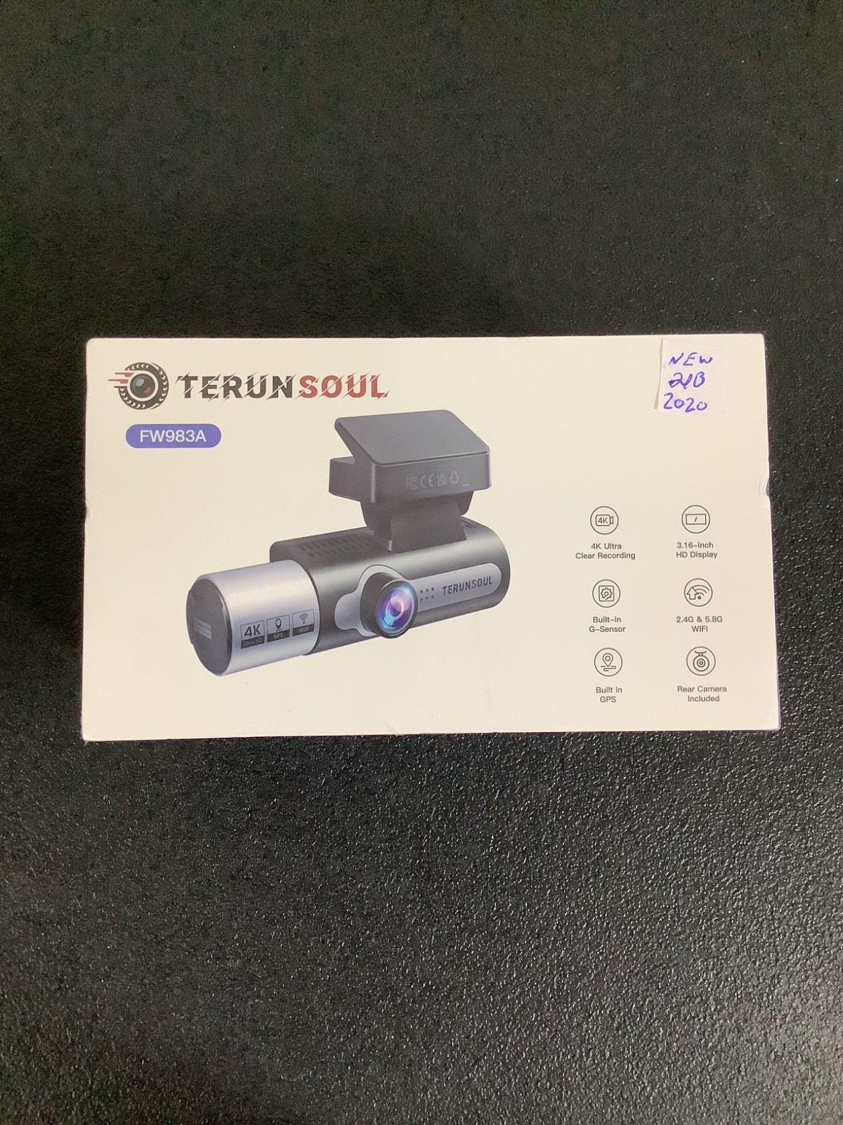 TERUNSOUL FW983A Dash Cam 4K Triple Camera GPS WiFi 3.16in Display Black Gray