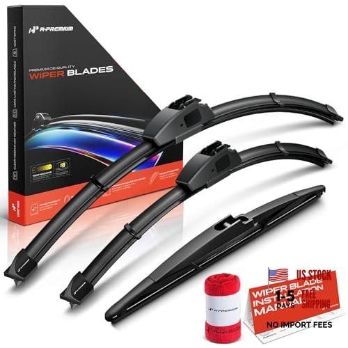 24″+18″+12″ Windshield Wiper Blades with Wear Indicator & Towel | Compatible