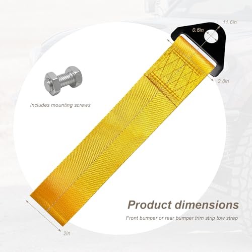 Racing Tow Strap, Nylon Decorative Trailer Belt JDM Sports Towing Hook Yellow