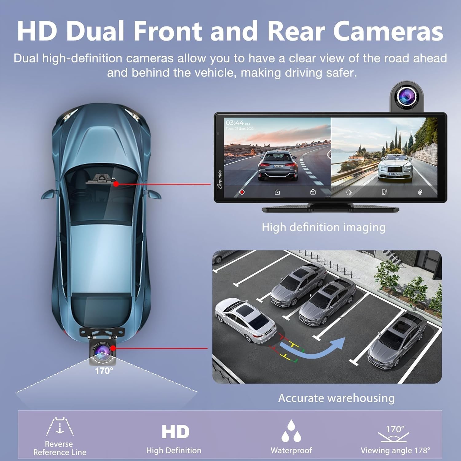 2025 Carpuride Wireless Carplay Android Auto with Dash Cam – 10.26 Inch HD I…