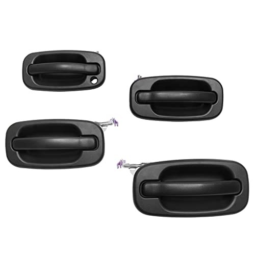 Exterior Door Handles Front & Rear & Left & Right w/Black Trim (4PCS) Chrome