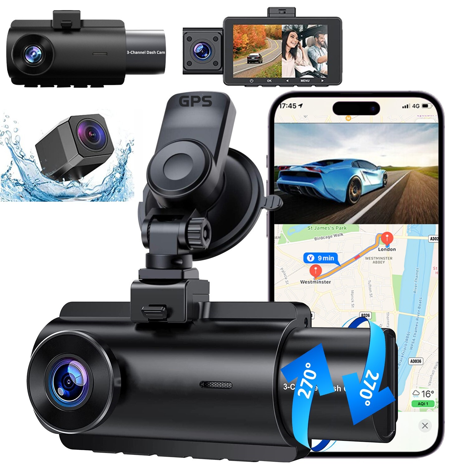 4K-1080P Smart HD Night Vision GPS WiFi Dash Camera Car DVR Built-in G Sensor