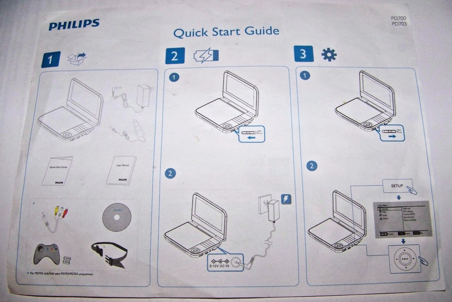 USED! PHILLIPS PORTABLE DVD PLAYER OWNERS MANUAL, PD700, FREE SHIPPING US ONLY!!