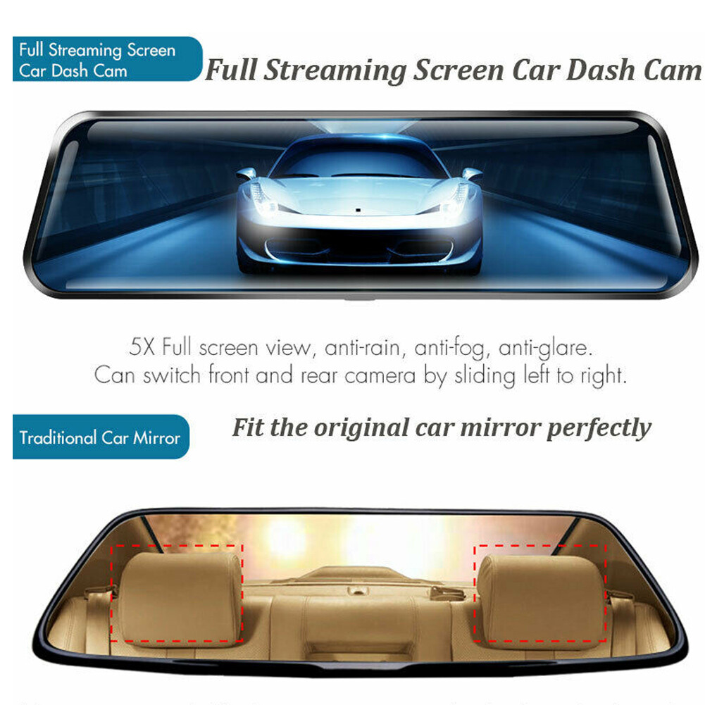 9.66″ Lens Car DVR Dash Cam Video Camera Recorder Rearview Mirror