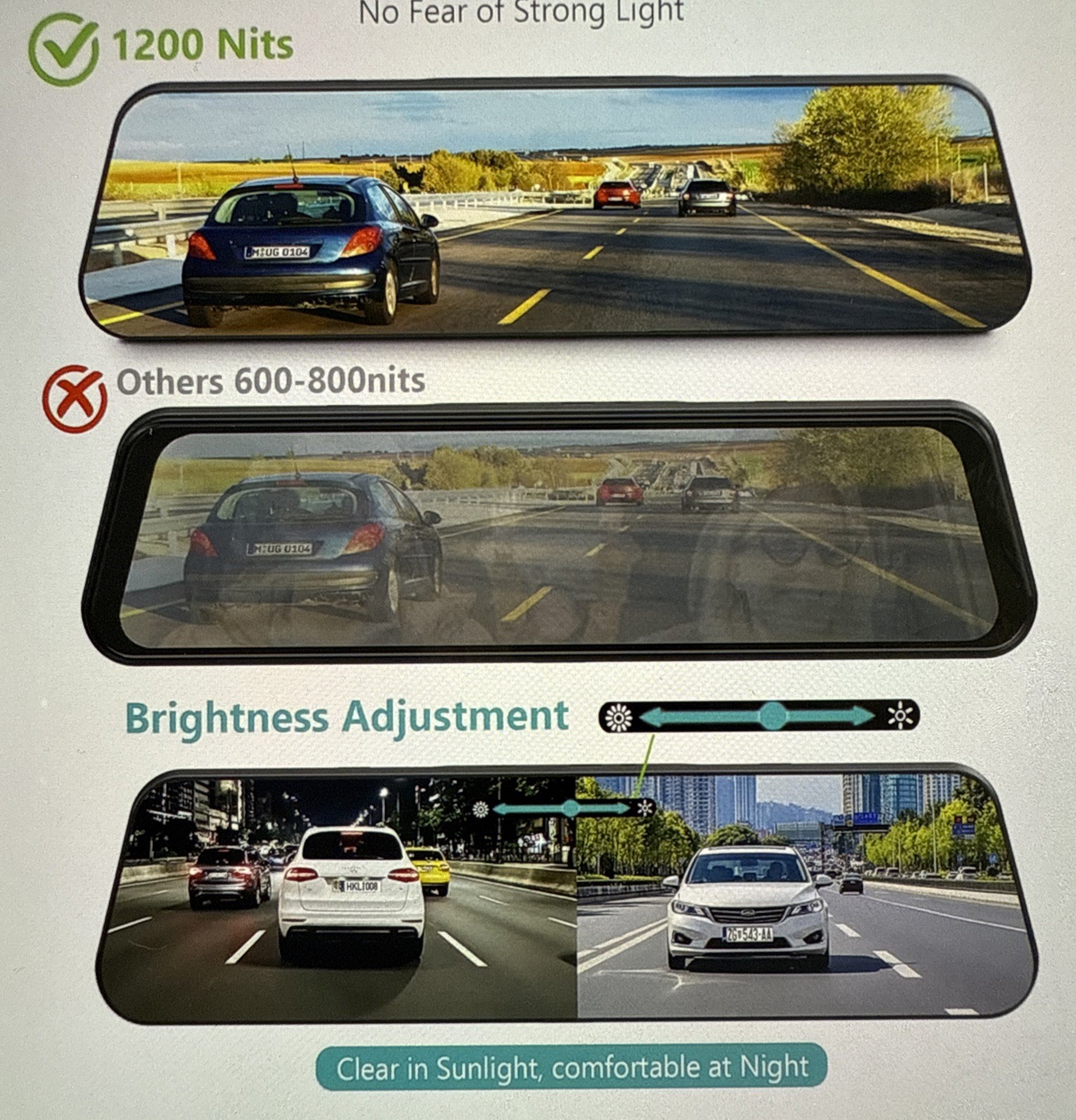 Roadwitness 4K Rearview Mirror 3 Channel Dash Cam, STARVIS 2, GPS, 4K+1080P+2.5K