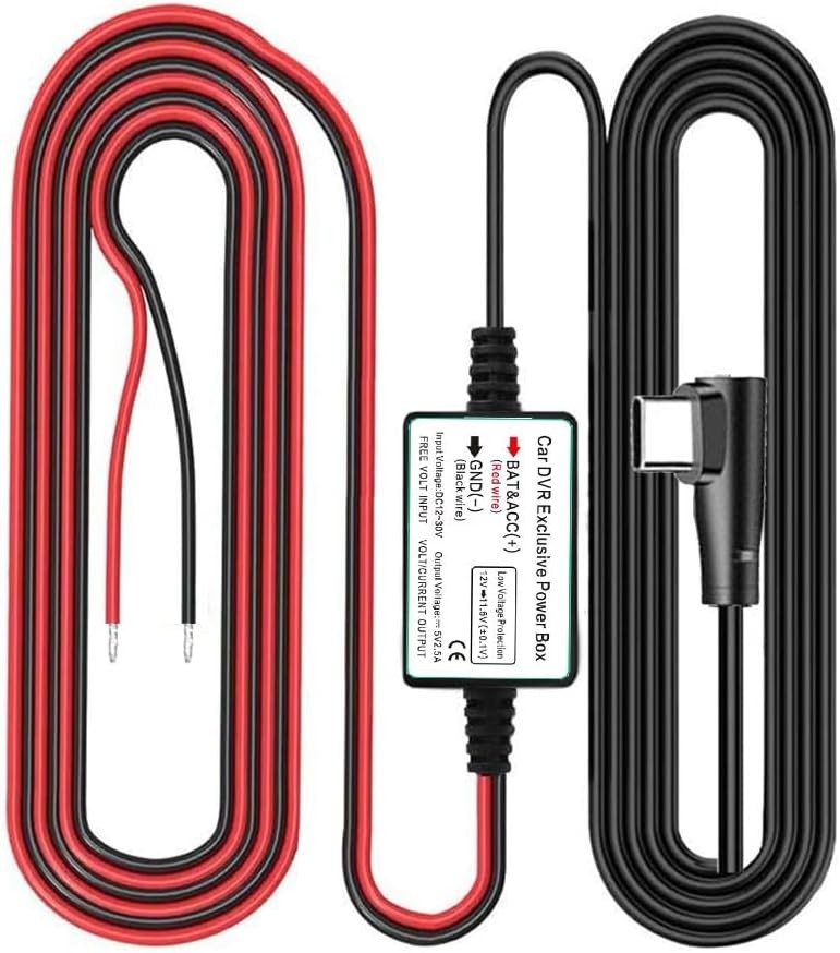 Dash Cam Hardwire Kit USB C 12V-24V to 5V 2.5A Low Voltage Fuse