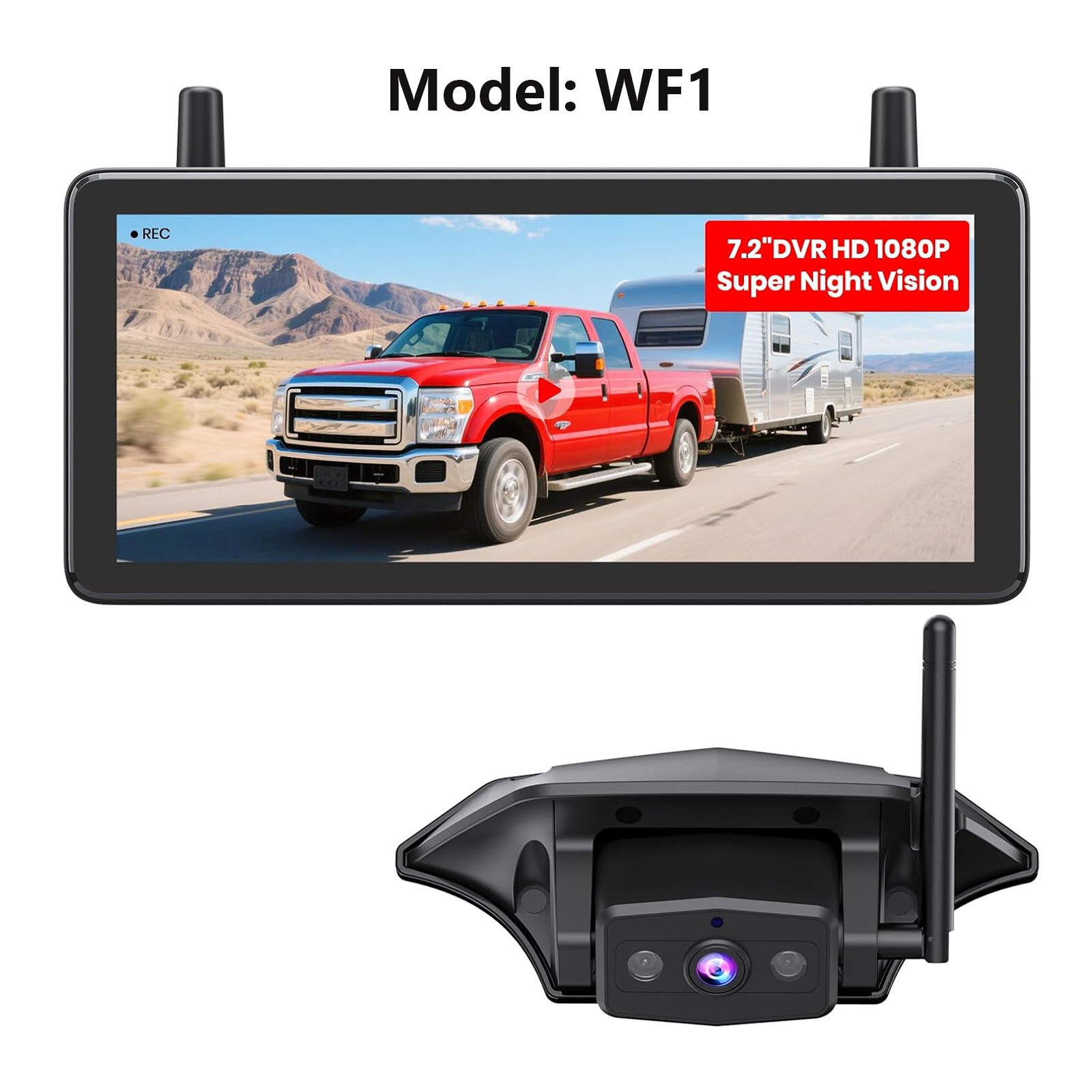 AUTO-VOX Wireless RV Camera System For Driving & Reversing HD 7.2″ DVR 3Channels