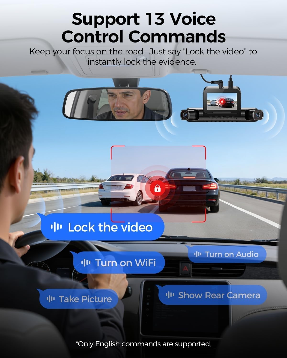 5G WiFi Dash Camera for Cars, Voice Control, IR Night Vision