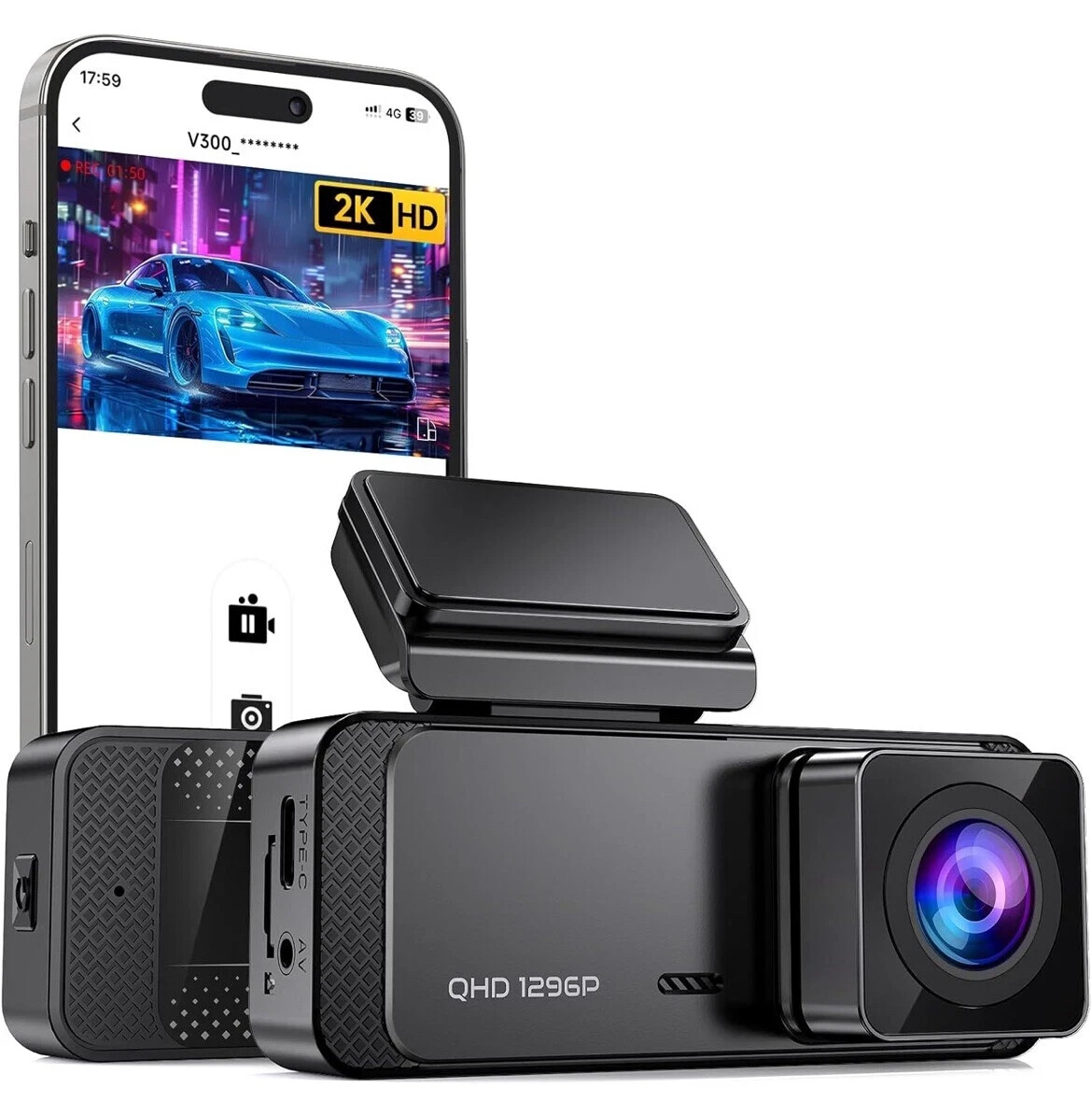 Dash Cam, 1296P Front Dash Cam