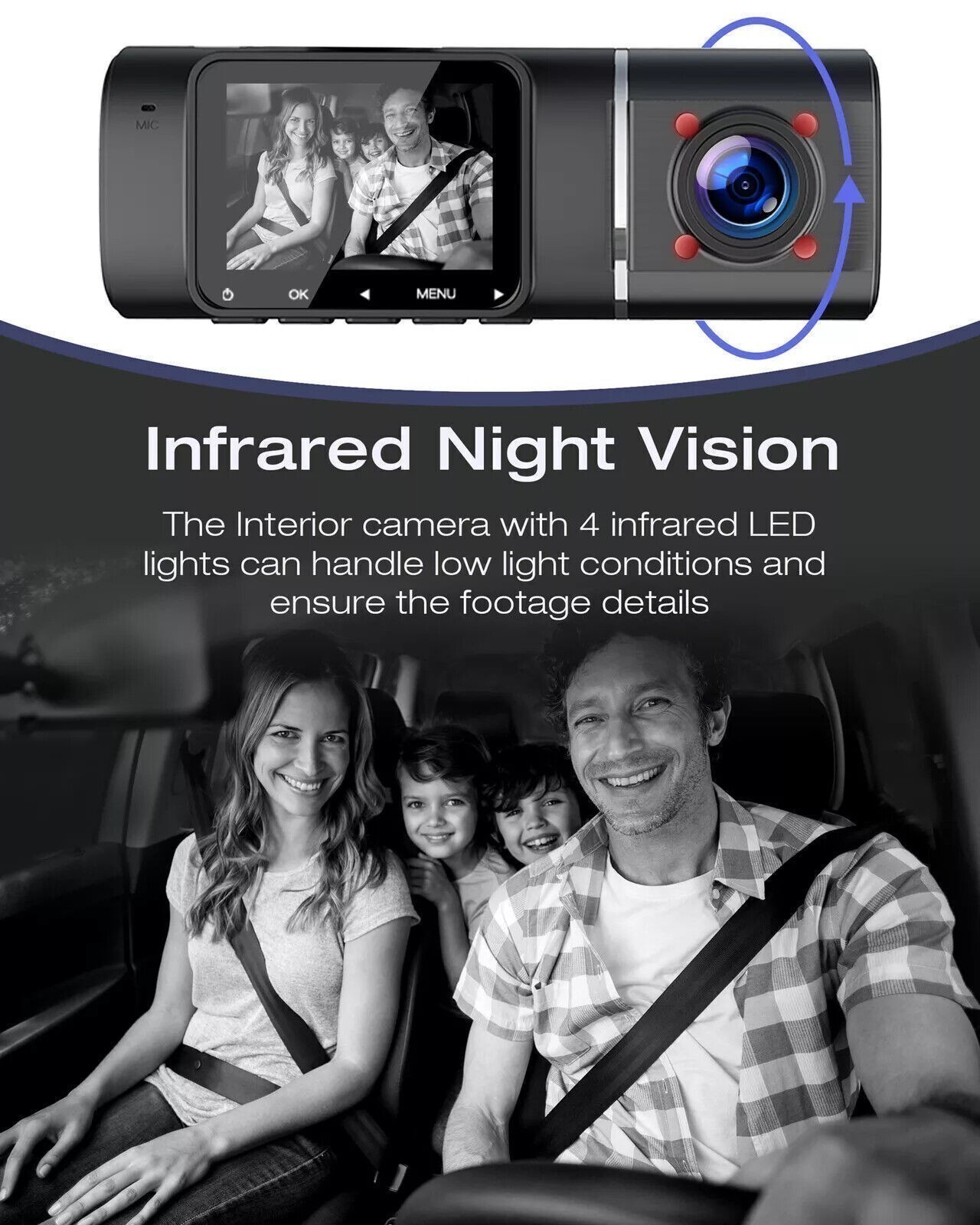 TOGUARD Dual FHD 1080P Dash Cam IR Night Vision Car Driving Recorder Camera Taxi