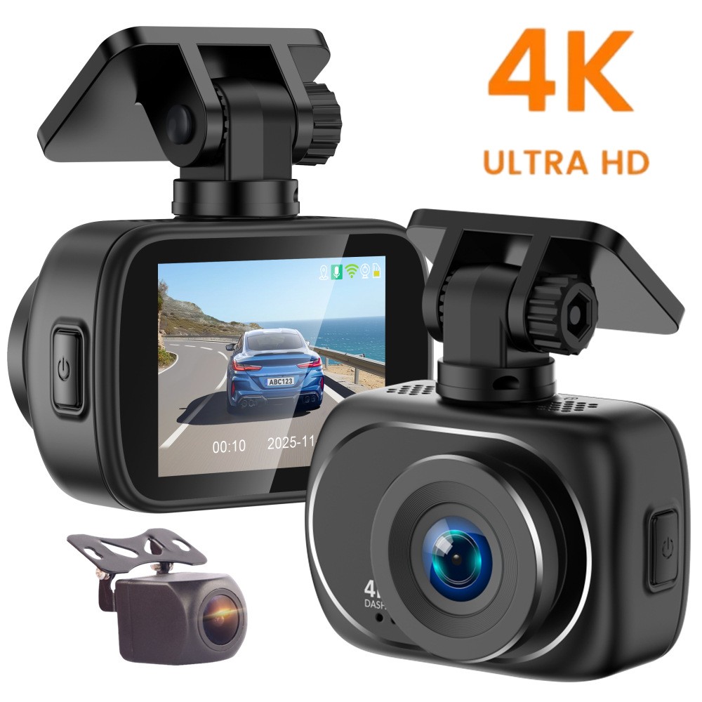 Dash Cam Front Rear 4K HD Camera Inside Night Vision 2.0 inch Screen WiFi GPS