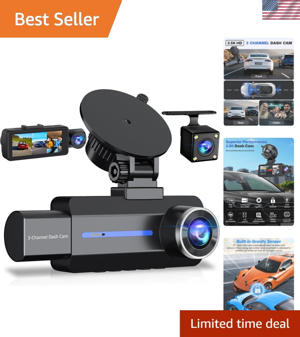 High-Definition 1440P Dash Camera with Night Vision & Loop Recording Technology
