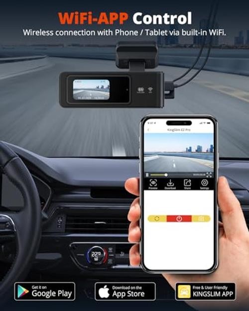 Wireless Dash Cam Front and Rear 2K, WiFi APP Dash Camera E2PRO DUAL DASHCAM