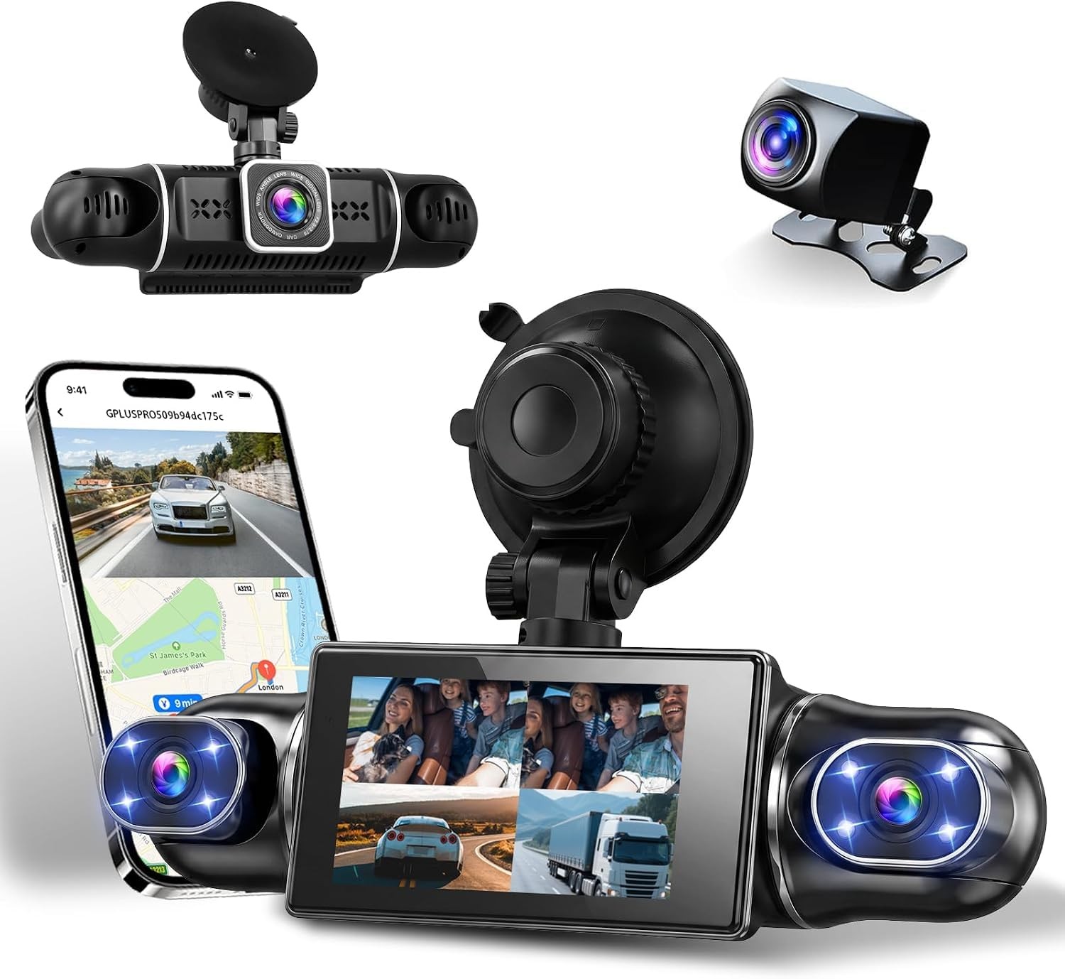 360° Dash Cam Front Rear Right Left 4 Channel Dash Camera FHD 2K+1080Px3 for …