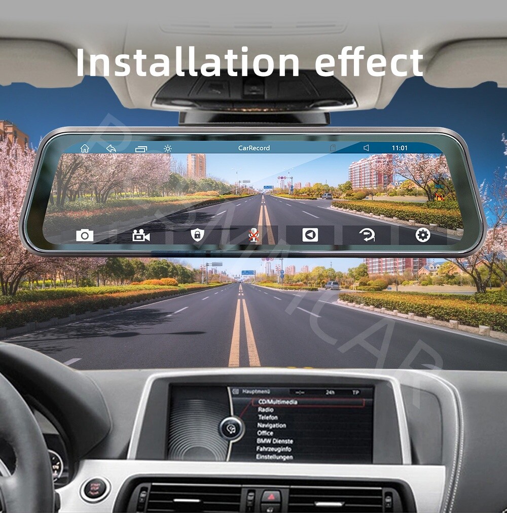 For Apple CarPlay Android Auto Car Video Player Rearview Mirror Bluetooth Audio