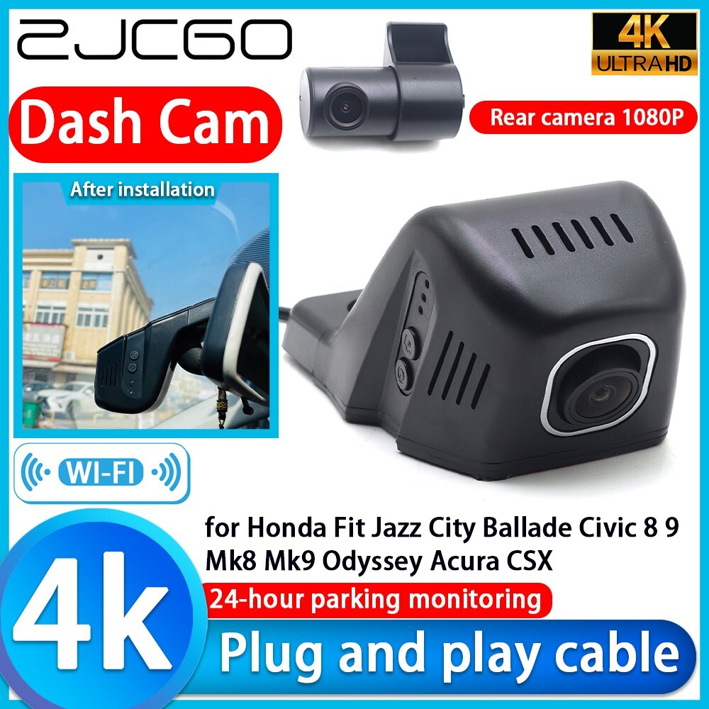 4K Dash Cam for Honda Fit Jazz City Ballade Civic 8 9 Mk8 Mk9 Odyssey Acura CSX