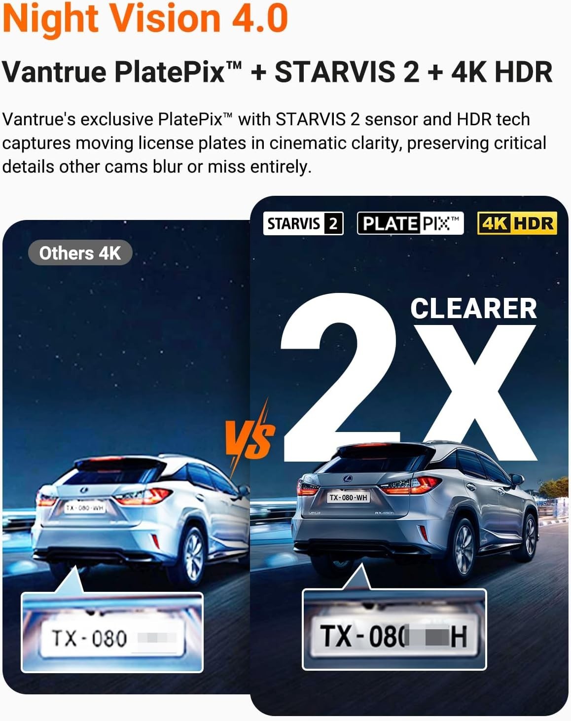 VANTRUE N4 Pro S 4K Dash Cam 3 Channel Front Rear Inside Camera STARVIS 2 WiFi