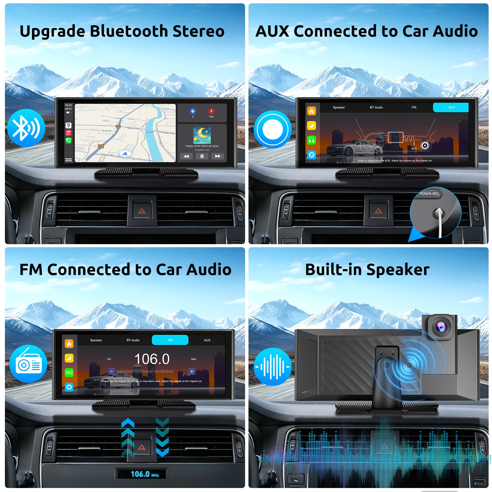Wireless Carplay Screen for Car 10″ Portable Car Touch Screen for Apple Carplay