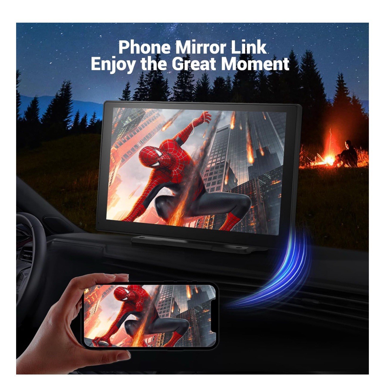 9″ Wireless Apple CarPlay Android Auto Screen – 4K Dash Cam 1080P Backup Camera