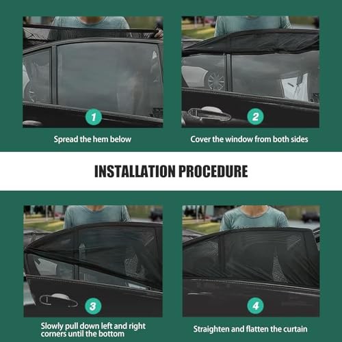 4 PCS Car Side Window Sunshades – Thickened Double-Layer Elastic Mesh Design