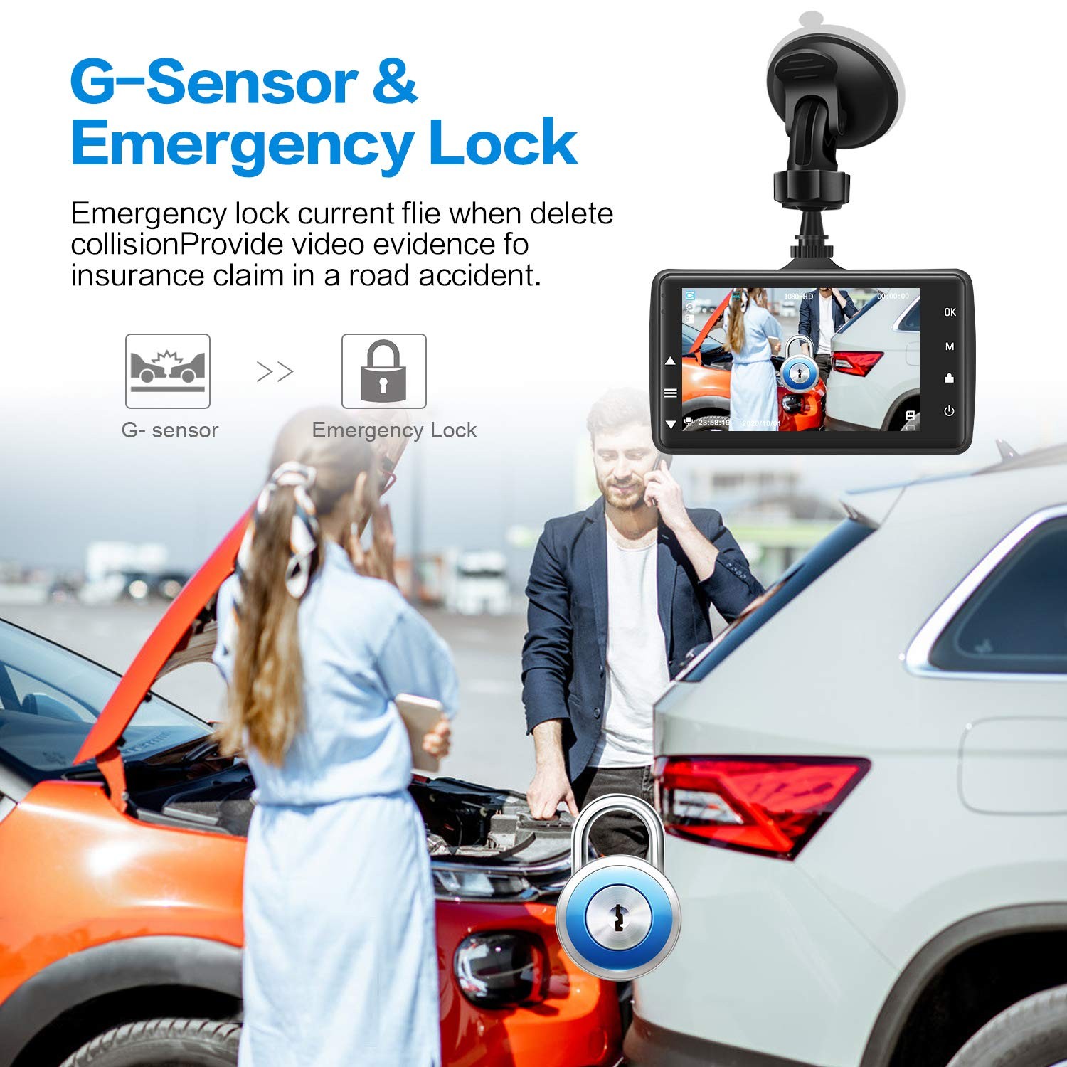 Dash Cam Front with 32G SD Card, 1080P FHD Car Driving Recorder 3” IPS Scree…