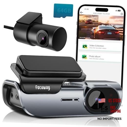 4K Front and Rear Dash Cam: Fast 5GHz WiFi & Hands-Free Voice Control,