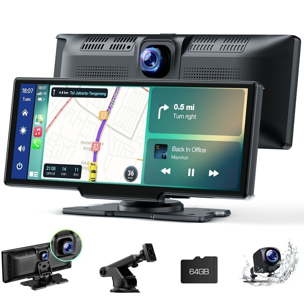10.26″ Car Portable Wireless Apple CarPlay Android Auto Touchscreen FM AUX Unit
