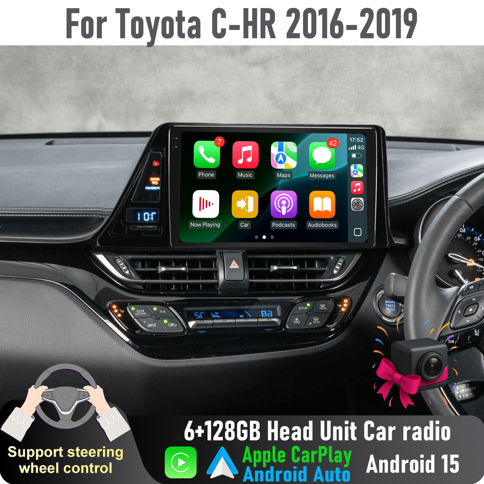 9” Apple CarPlay Auto 6+128GB Head Unit Car radio For Toyota C-HR 2016-2019