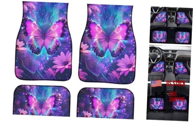 Coldinair 4 Piece Floor Mats – All Weather Aesthetic – Purple Butterfly